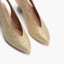 Zapato salón destalonado con tacón medio, en piel fantasía Oro (1)