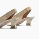 Zapato salón destalonado con tacón medio, en piel fantasía Oro (4)