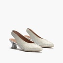 Zapato salón destalonado con tacón medio, en piel fantasía Plata (1)