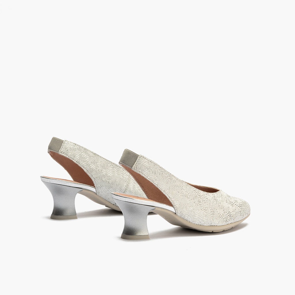 Zapato salón destalonado con tacón medio, en piel fantasía Plata (2)