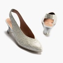 Zapato salón destalonado con tacón medio, en piel fantasía Plata (3)