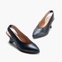Zapato salón destalonado con tacón medio, en piel laminada Marino (1)
