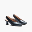 Zapato salón destalonado con tacón medio, en piel laminada Marino (2)