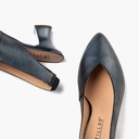 Zapato salón destalonado con tacón medio, en piel laminada Marino (4)