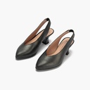 Zapato salón destalonado con tacón medio, en piel laminada Negro (1)