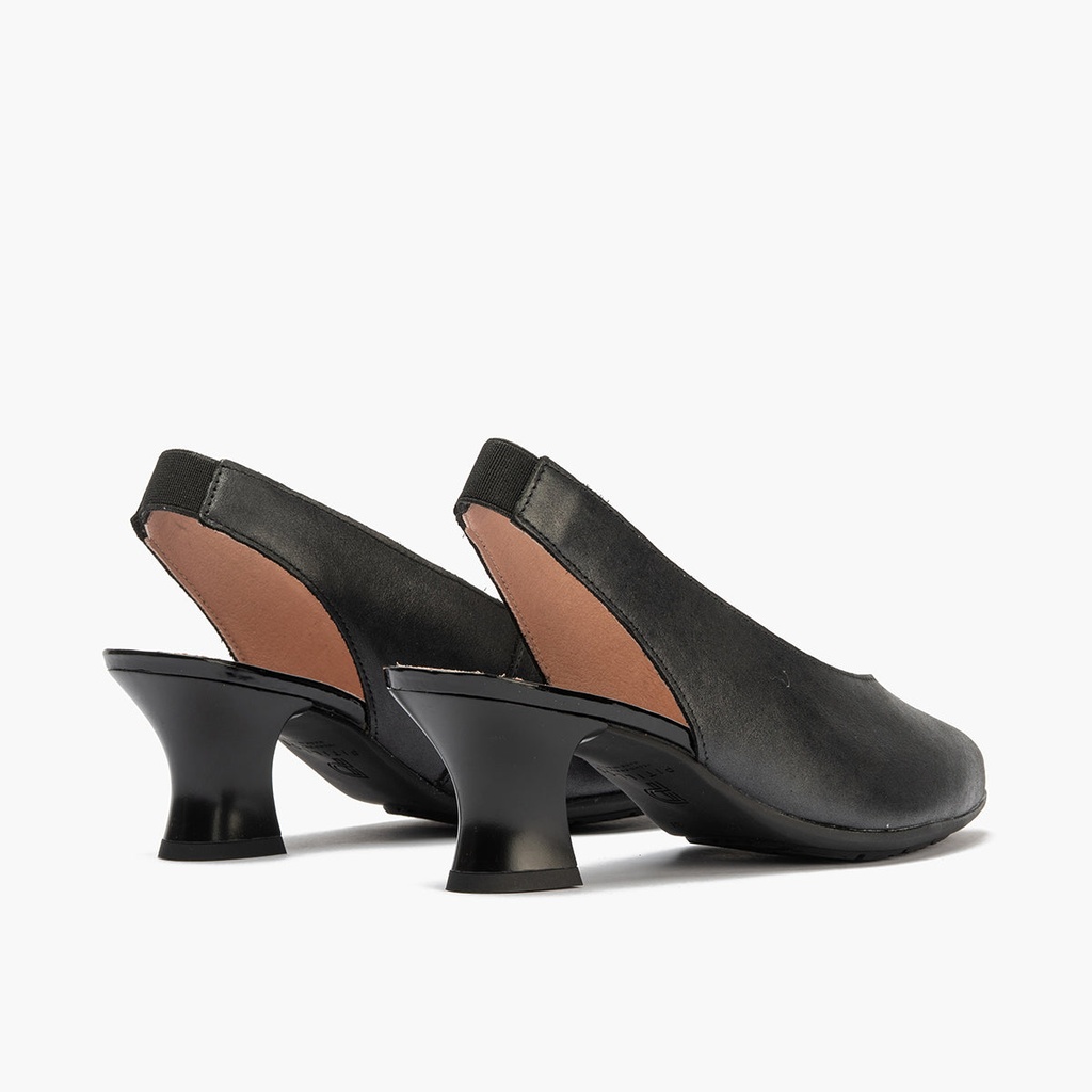 Zapato salón destalonado con tacón medio, en piel laminada Negro (3)