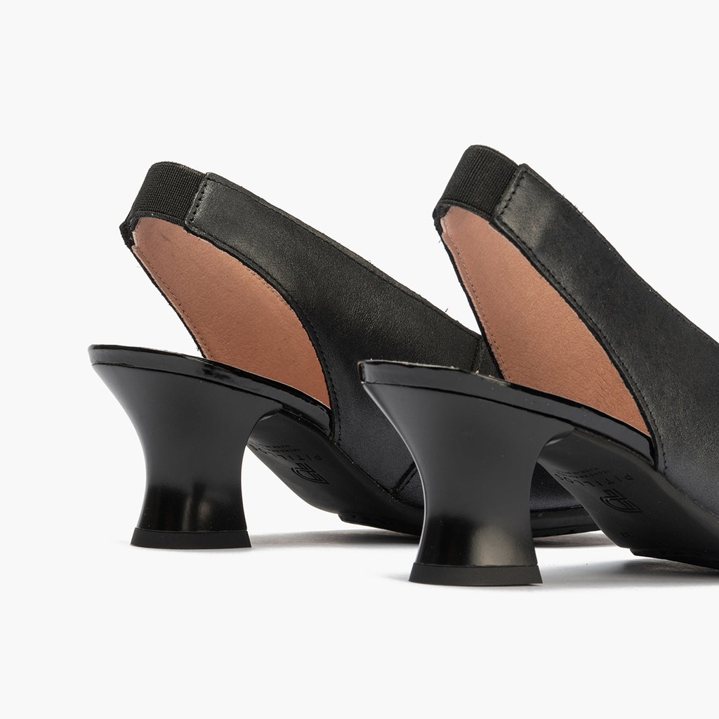 Zapato salón destalonado con tacón medio, en piel laminada Negro (4)
