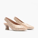 Zapato salón destalonado con tacón medio, en piel laminada Nude (1)