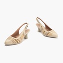 Zapato salón destalonado con tacón medio, en piel napa y rafia Crema (1)