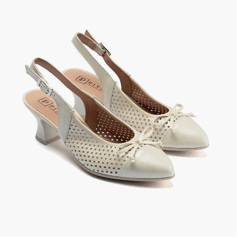 Zapato de salón con tacón medio, punta fina y pulsera Plata (3)