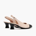 Zapato de salón destalonado con tacón medio y punta fina Negro-Nude (4)