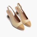 Zapato de salón destalonado con tacón medio y punta fina Taupe-Crema (2)