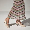 Zapato de salón destalonado con tacón alto, punta fina y pulsera Crema (6)