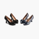 Zapato de salón con tacón alto, punta fina y detalle de lazo Negro (5)