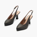 Zapato destalonado con tacón alto y punta fina Negro (1)