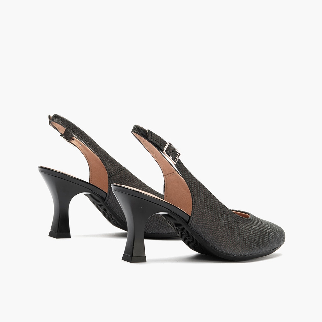 Zapato destalonado con tacón alto y punta fina Negro (3)