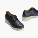Blucher con cordones, cuña y piel fantasía Marino (1)