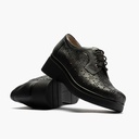 Blucher con cordones, cuña y piel fantasía Negro (3)