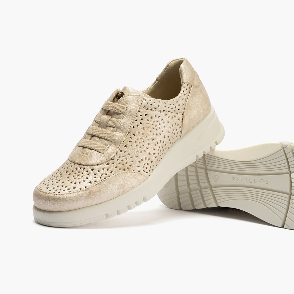 Zapato deportivo de mujer con cordones elásticos Oro (2)