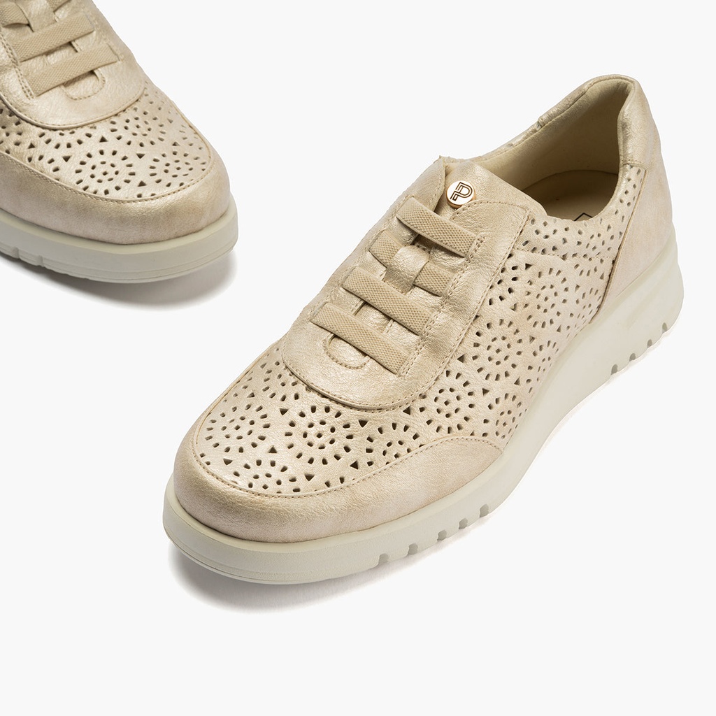 Zapato deportivo de mujer con cordones elásticos Oro (3)