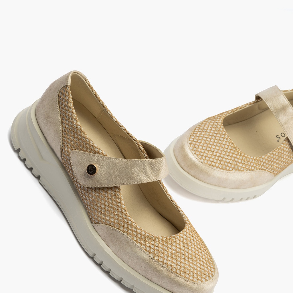 Mocasín con antifaz para mujer Oro (1)