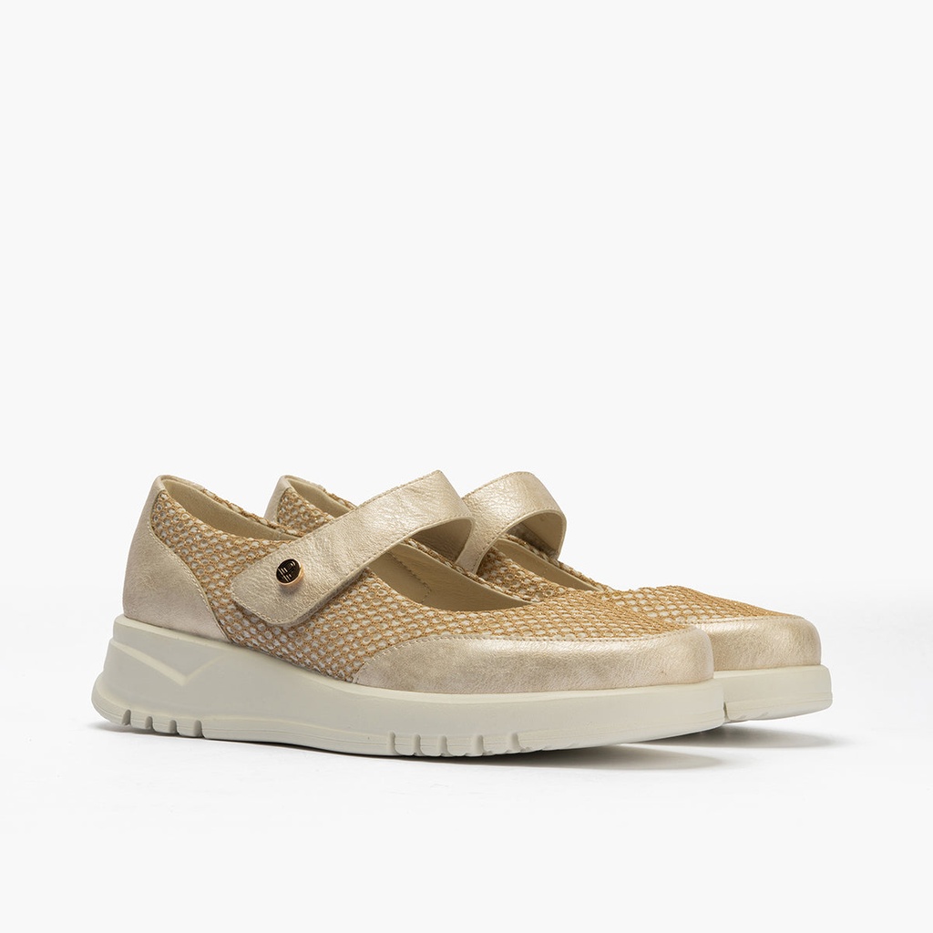Mocasín con antifaz para mujer Oro (3)
