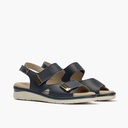 Sandalia plana con doble velcro en piel napa bombeada Marino (1)