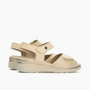 Sandalia cuña con velcros en piel fantasía y piel napa Crema (3)