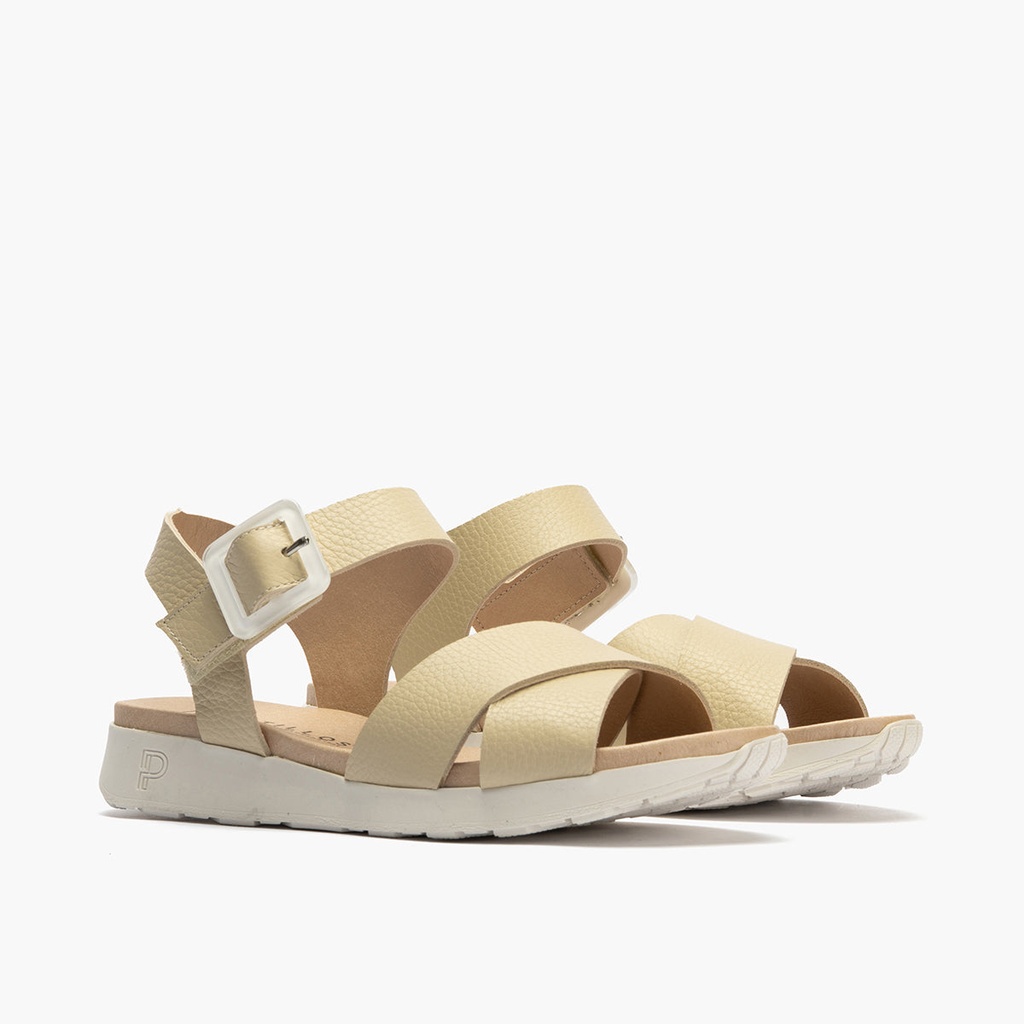 Sandalia deportiva con cruzados y pulsera Crema (1)