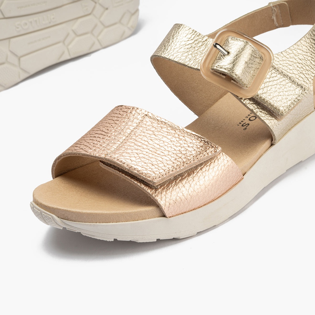 Sandalia deportiva con velcro Nude-Oro (1)