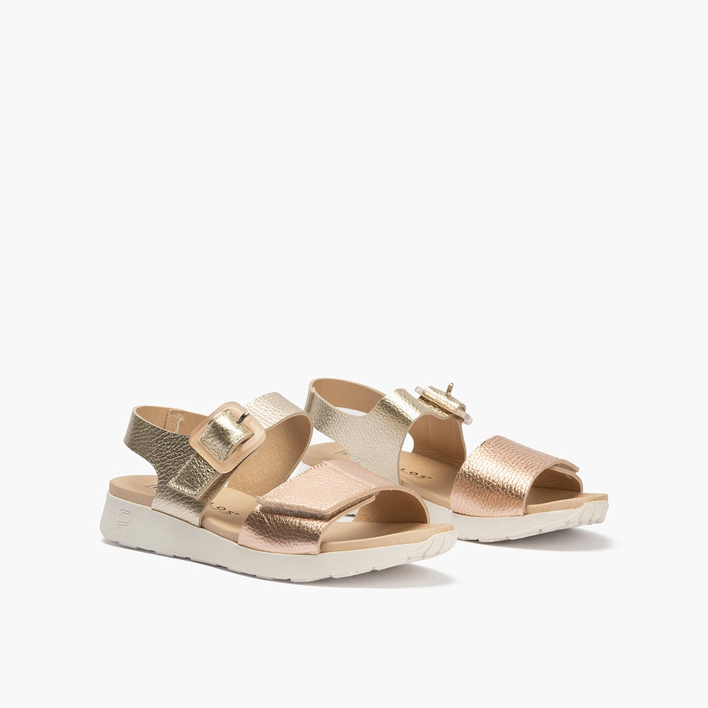Sandalia deportiva con velcro Nude-Oro (2)