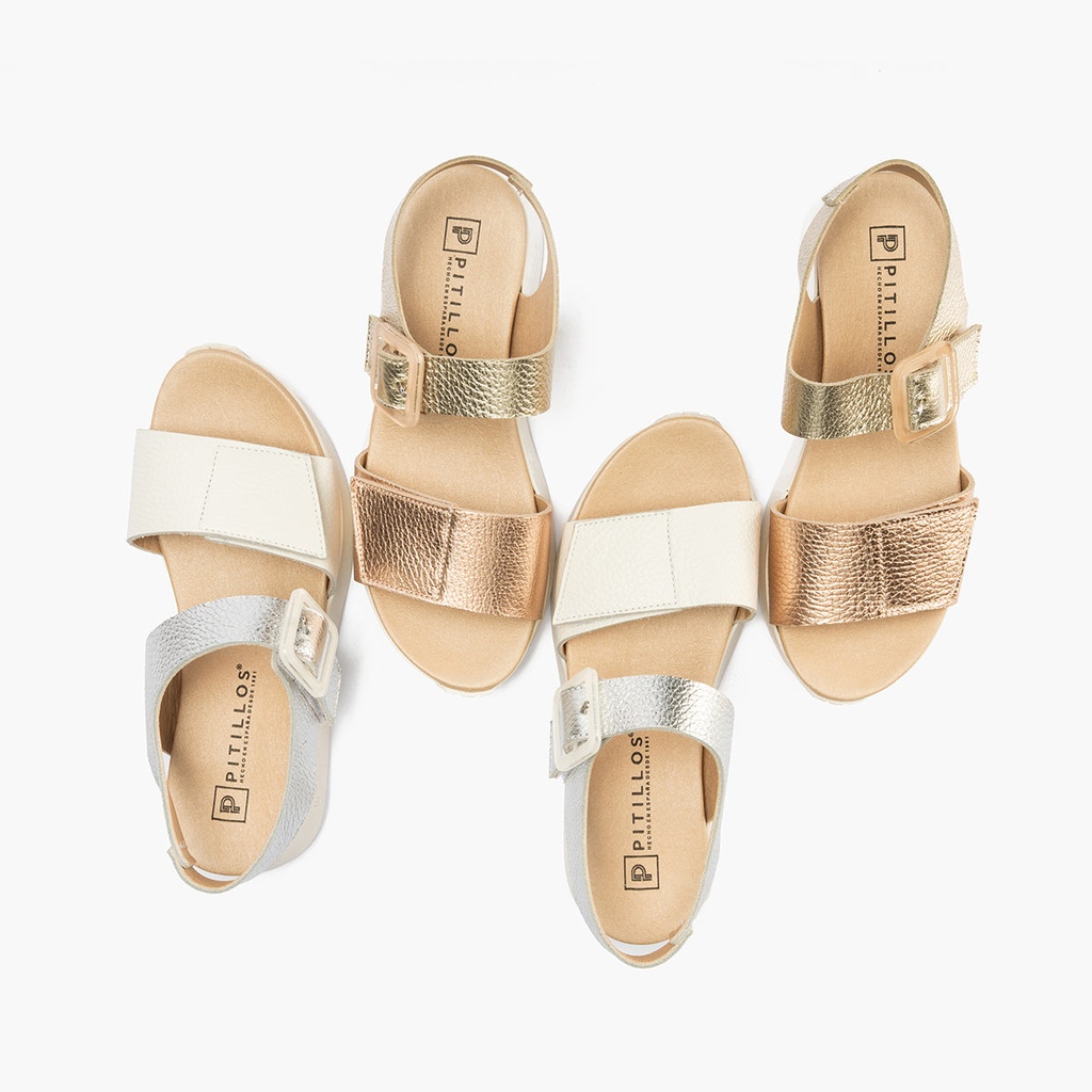 Sandalia deportiva con velcro Nude-Oro (5)