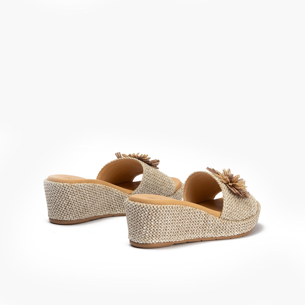 Sandalia zueco de rafia con cuña baja Natural (2)