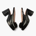 Zapato de salón con tacón plataforma y detalle floral Negro (4)
