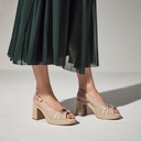 Zapato de salón con tacón plataforma y adorno Crema (1)