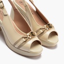 Zapato de salón con tacón plataforma y adorno Crema (2)