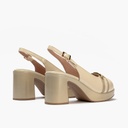 Zapato de salón con tacón plataforma y adorno Crema (4)