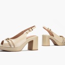 Zapato de salón con tacón plataforma y adorno Crema (5)