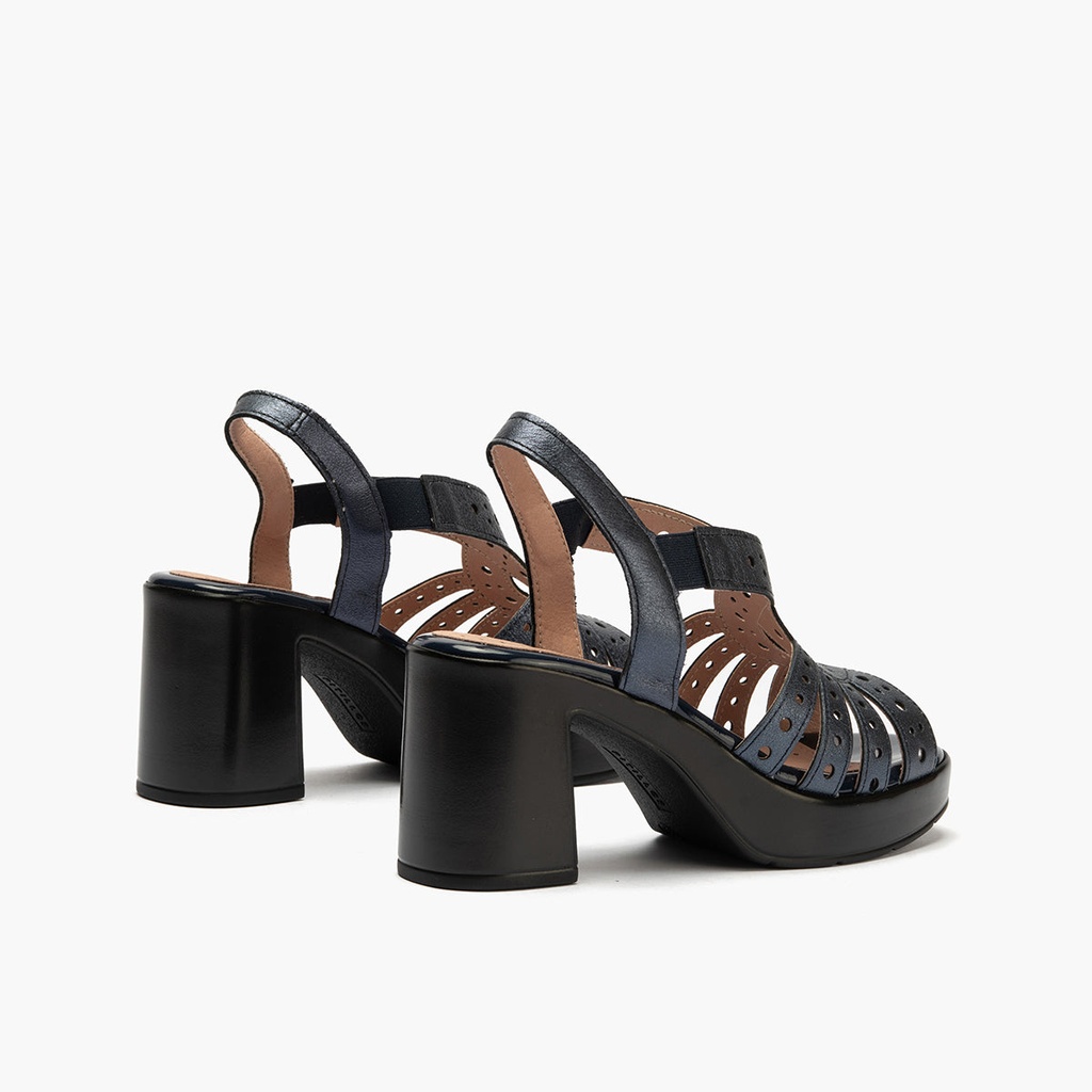 Zapato de salón con tacón plataforma y detalles metalizados Marino (2)