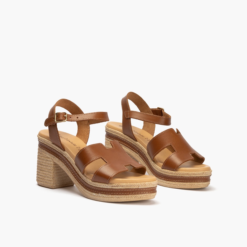 Sandalia con tacón alto en piel napa Cuero (1)