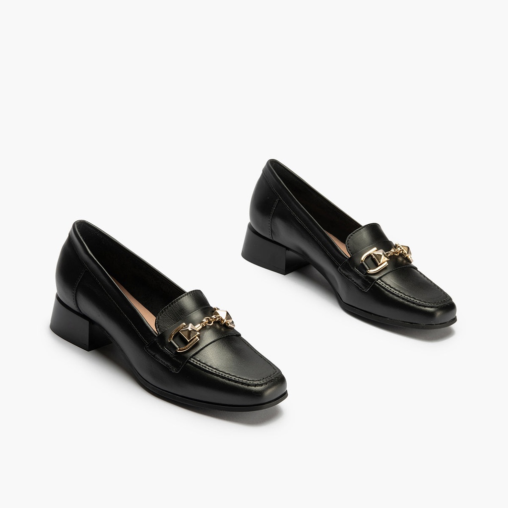Mocasin con adorno metal mujer en piel napa NEGRO (2)