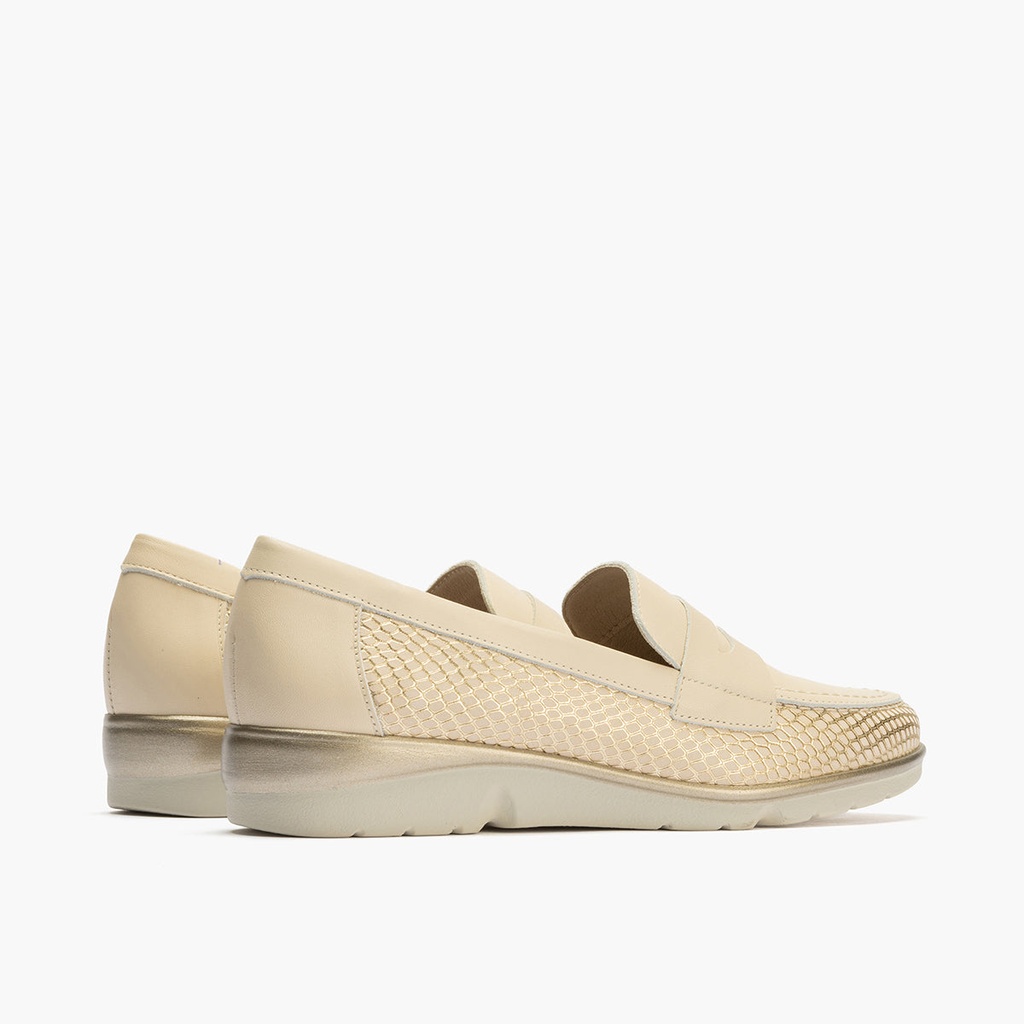 Mocasin mujer en piel combinada ORO (4)