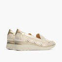 Mocasin antifaz con picados mujer en piel combinada ORO (2)