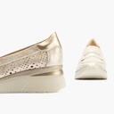 Mocasin antifaz con picados mujer en piel combinada ORO (4)