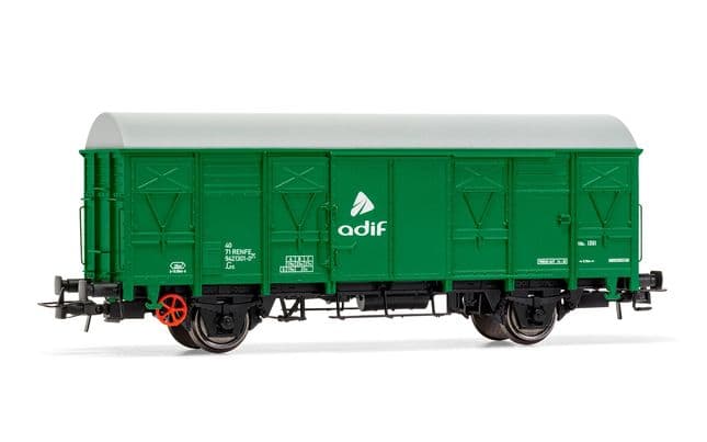 ADIF, vagón cerrado ORE 2 ejes, decoración verde, ép. VI (1)
