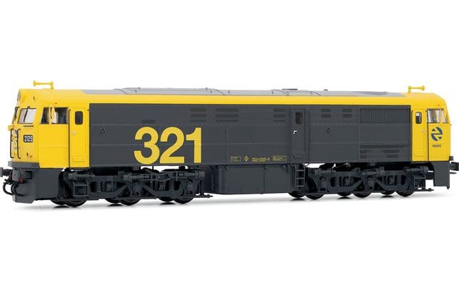 RENFE, locomotora diesel 321.025, decoración amarillo/gris, ép. V, con decoder digital (1)