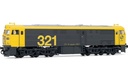RENFE, locomotora diesel 321.025, decoración amarillo/gris, ép. V, con decoder digital (1)