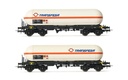RENFE, set de 2 vagones cisterna de 4 ejes Zags, decoración "Transfesa", ép. V-VI (1)