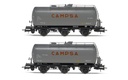 RENFE, set de 2 vagones cisternas de 3 ejes, decoración gris, "Campsa", ép. III. Ejes para sistema AC: HC6101 (11,27 x 24,25 mm) (1)