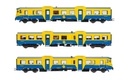 RENFE, set de 3 unidades, automotor diesel 592 en versión azul/amarillo, ép. IV-V (3)